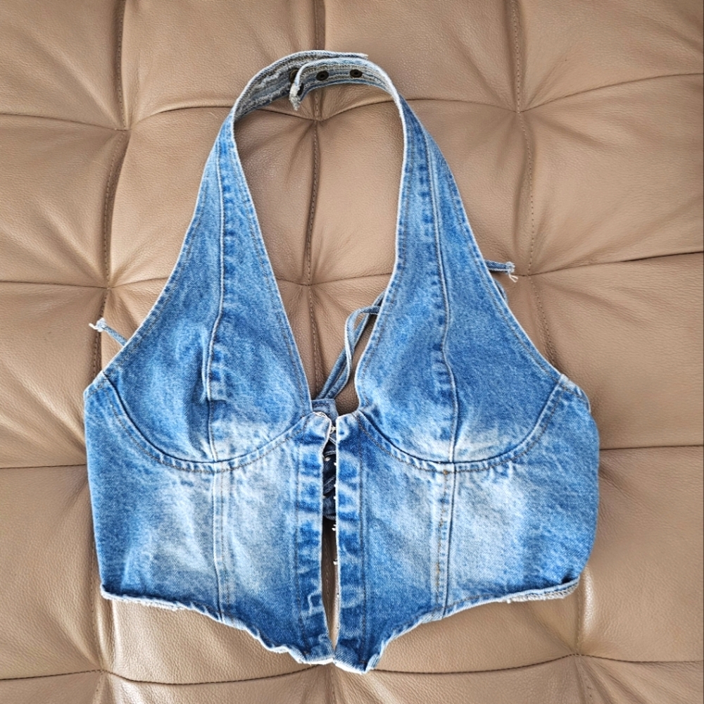 Edikted Denim Halter Top